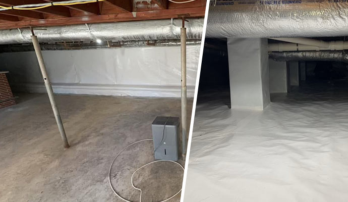 Collage of basement and crawl space waterproofing Collage of basement and crawl space waterproofing