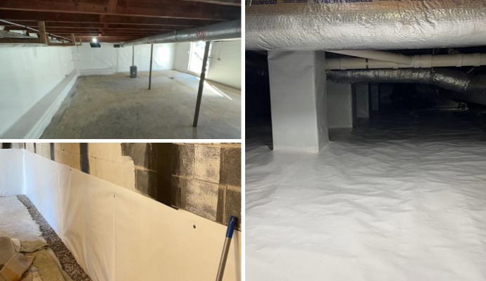 Collage of waterproofed basement, foundation and crawl space Collage of waterproofed basement, foundation and crawl space