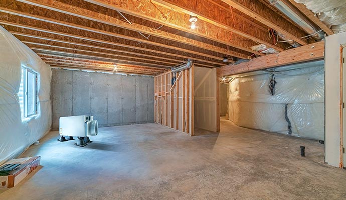 Dehumidifier installed in basement