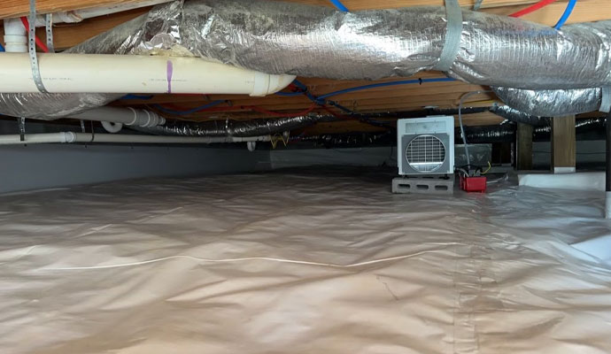 Humidity controlling in crawl space using dehumidifier
