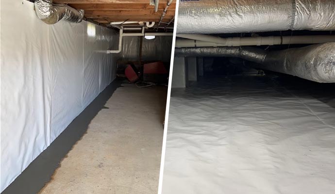 Collage of basement waterproofing and crawlspace encapsulation