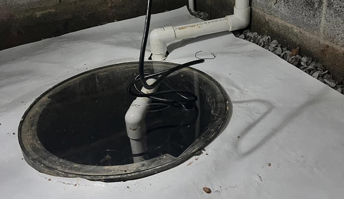Sump pump cable disconnected in basement Sump pump cable disconnected in basement